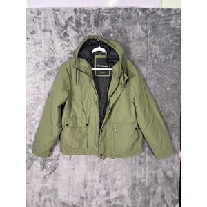 Threadbare Mens Hooded Parka Jacket Sage Olive Green Utility Pocket Small